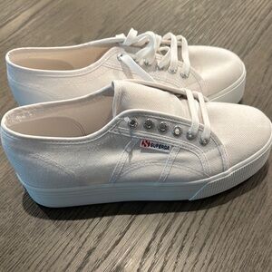 Superga White Platform Sneakers Canvas Minimalist Design